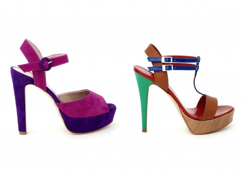 dwukolorowe buty na obcasie