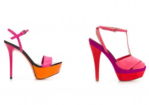 dwukolorowe buty na obcasie