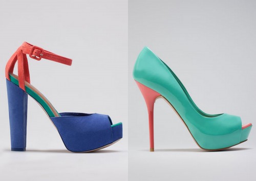 dwukolorowe buty na obcasie