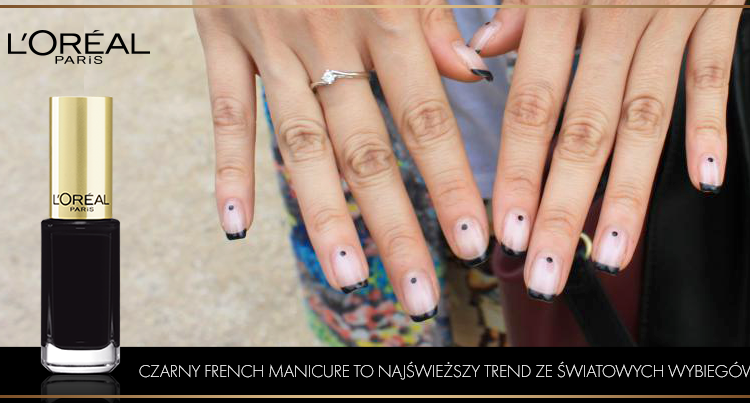 Czarny French Manicure